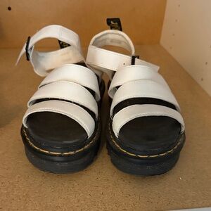 Dr. Martens Kids White Sandals with Black Soles
